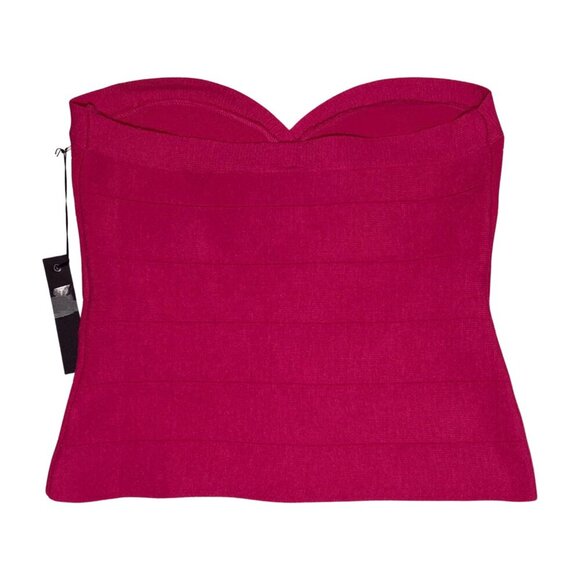 POOF COUTURE Womens Bandage Style Sweater Tube Top Raspberry Pink Size Large - Picture 2 of 8